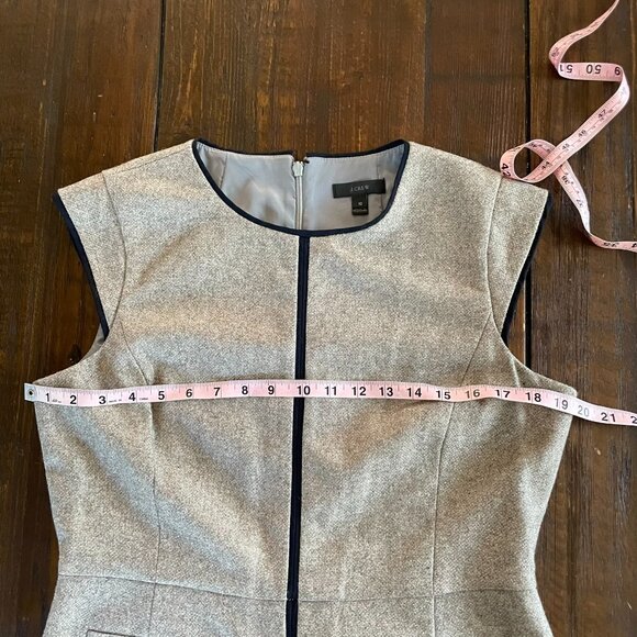 J Crew Sz 12 Cap Sleeve Piped Tweed Wool Silk Blend A-Line Academia Business - Picture 6 of 12